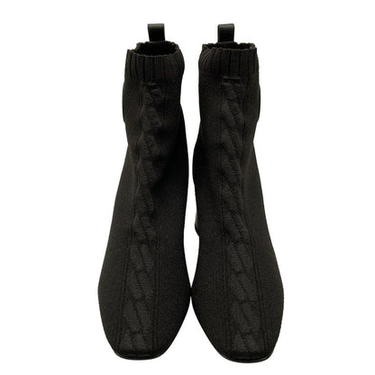 Hermes Short Boots 36 Women's Volver Black Knit Boots Leather