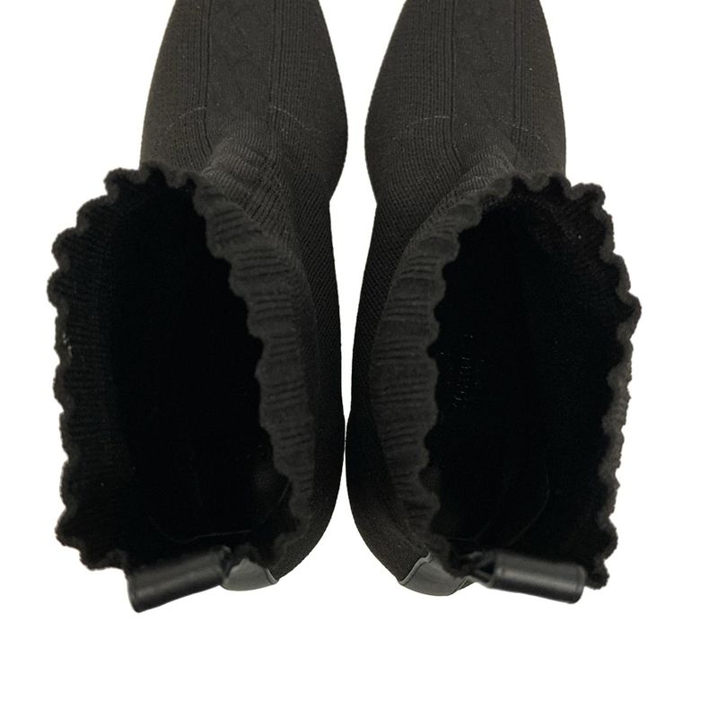 Hermes Short Boots 36 Women's Volver Black Knit Boots Leather