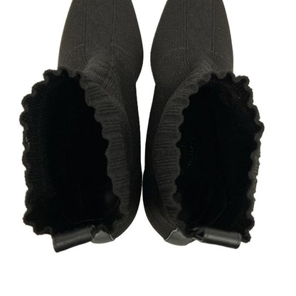 Hermes Short Boots 36 Women's Volver Black Knit Boots Leather