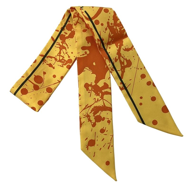 Hermes Scarf Twilly Yellow X Orange X Dark Brown Ribbon Scarf