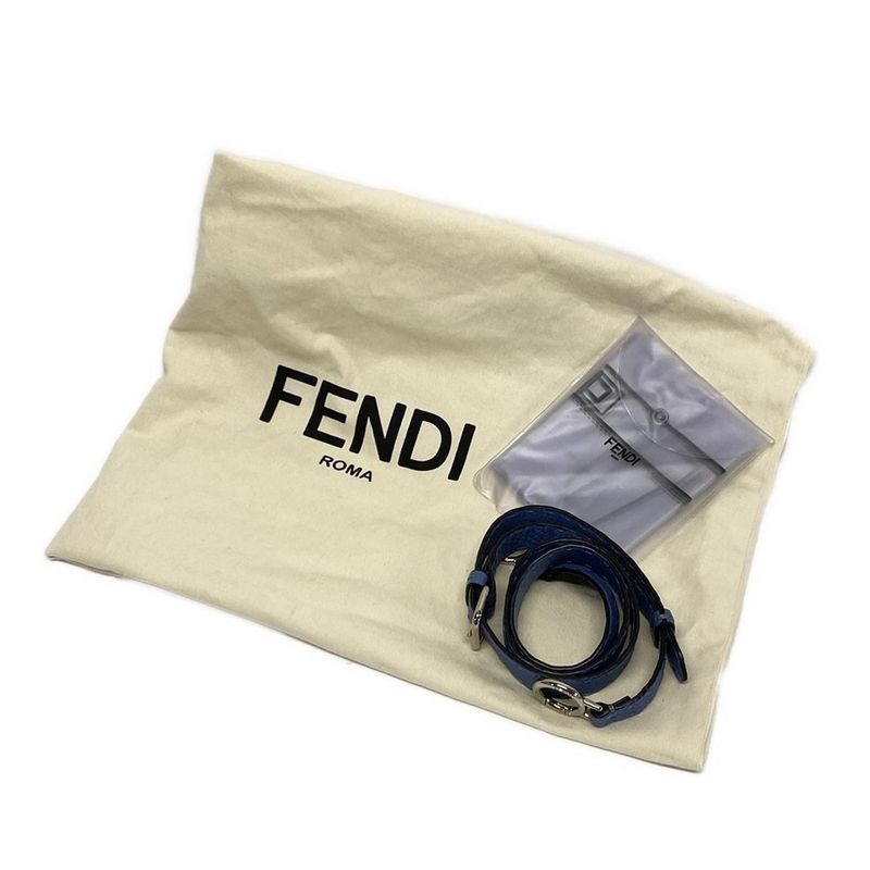 Fendi Handbag Peekaboo Iconic Medium Selleria 8bn290 Blue Leather