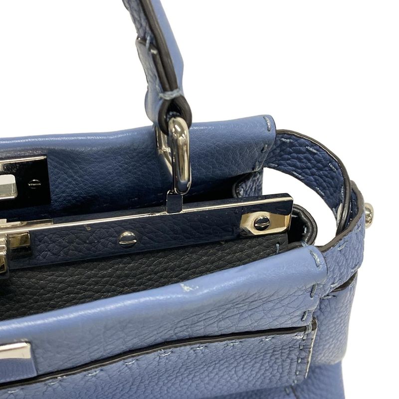 Fendi Handbag Peekaboo Iconic Medium Selleria 8bn290 Blue Leather