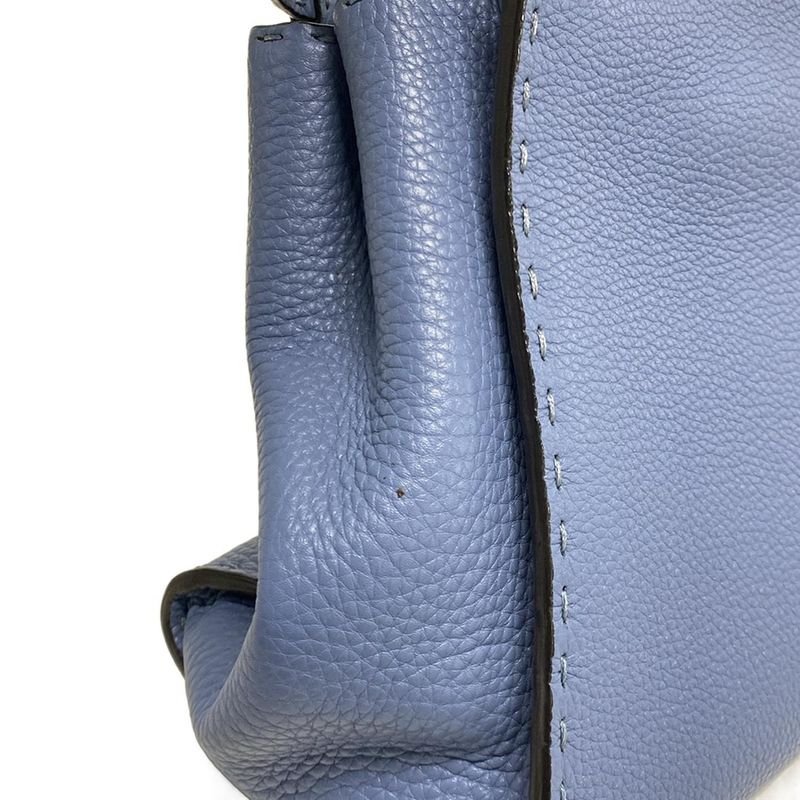 Fendi Handbag Peekaboo Iconic Medium Selleria 8bn290 Blue Leather