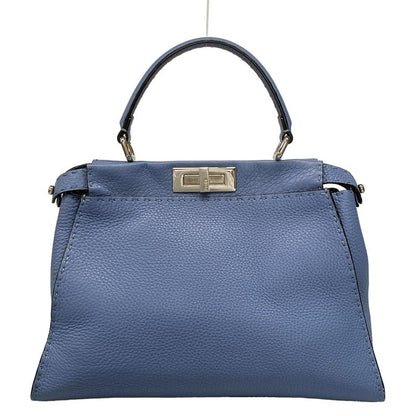 Fendi Handbag Peekaboo Iconic Medium Selleria 8bn290 Blue Leather