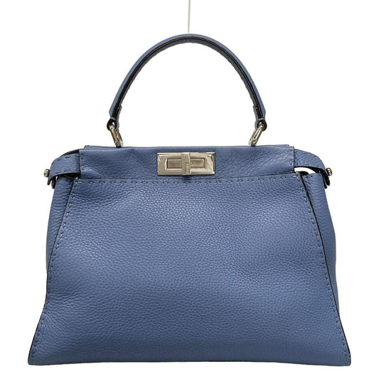 Fendi Handbag Peekaboo Iconic Medium Selleria 8bn290 Blue Leather