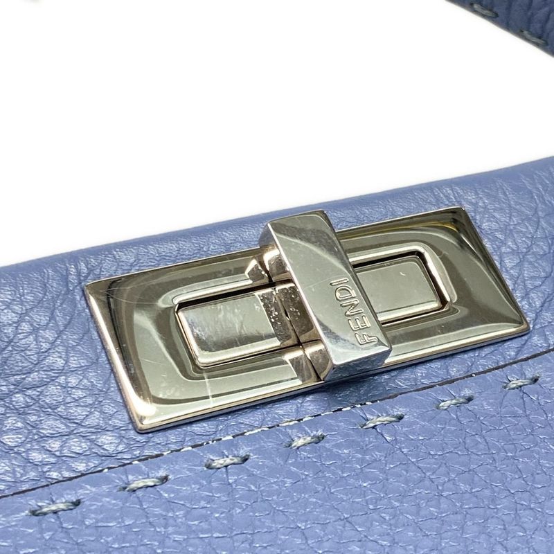 Fendi Handbag Peekaboo Iconic Medium Selleria 8bn290 Blue Leather
