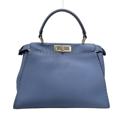 Fendi Handbag Peekaboo Iconic Medium Selleria 8bn290 Blue Leather