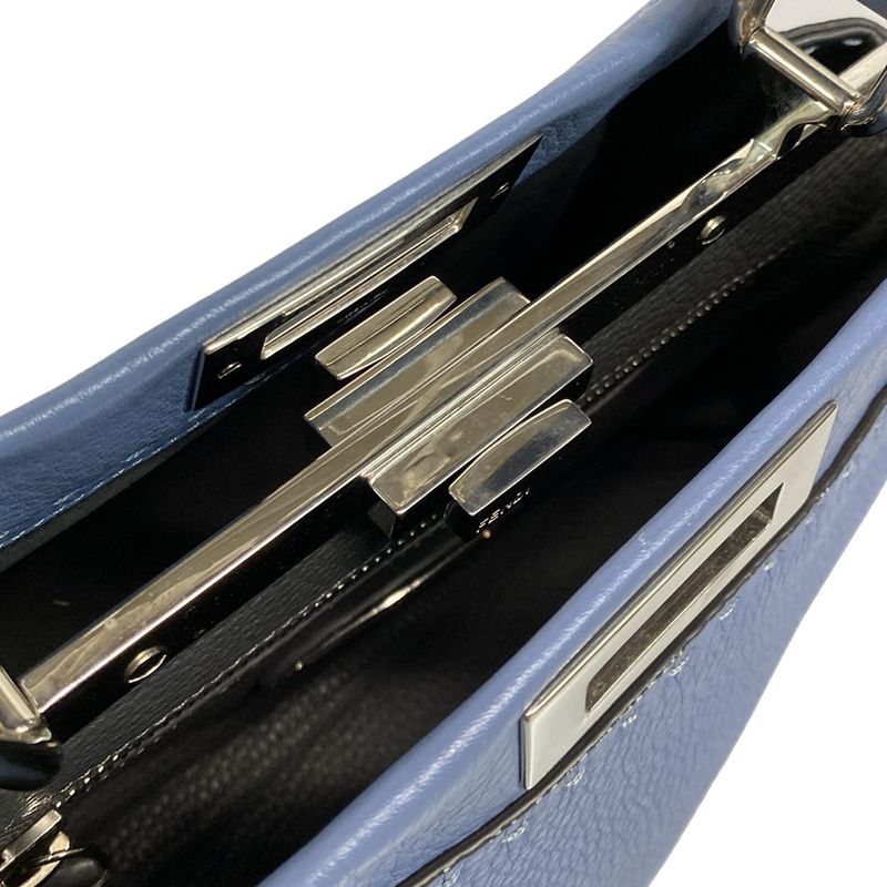 Fendi Handbag Peekaboo Iconic Medium Selleria 8bn290 Blue Leather