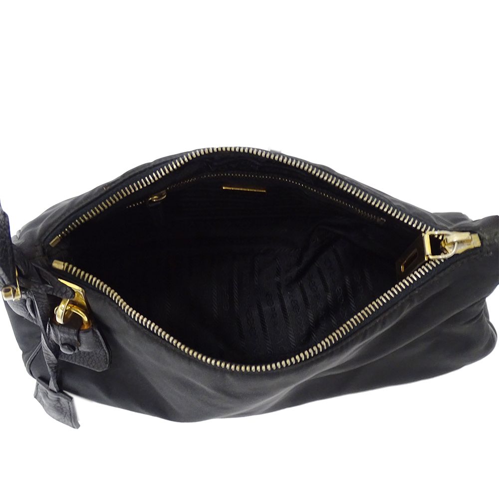 Prada Bag Women'S Brand Handbag Shoulder Bag One Shoulder Leather Black Br0232