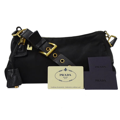 Prada Bag Women'S Brand Handbag Shoulder Bag One Shoulder Leather Black Br0232