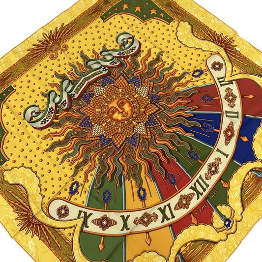 Hermes Scarf Carre 90 Yellow X Orange X Multi Carpe Diem