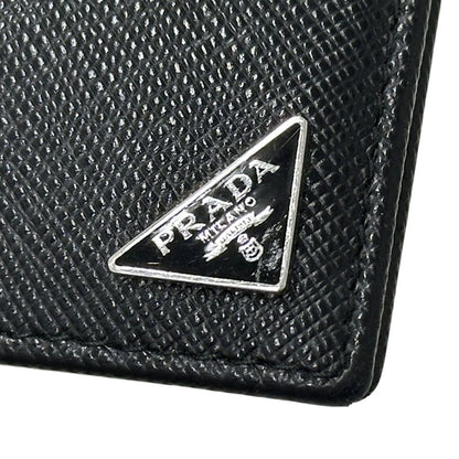 Prada Money Clip Men'S Brand Saffiano Nero 2mn077 Bifold Wallet Card Case