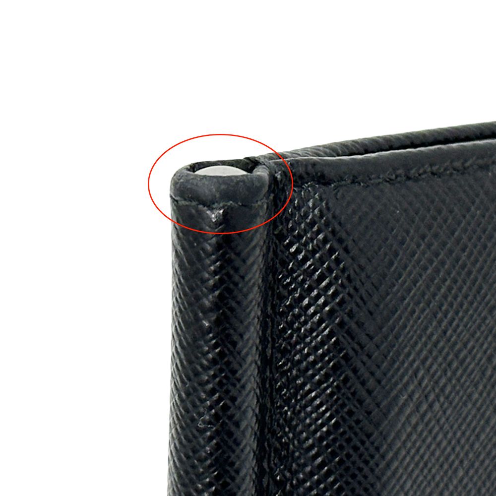 Prada Money Clip Men'S Brand Saffiano Nero 2mn077 Bifold Wallet Card Case