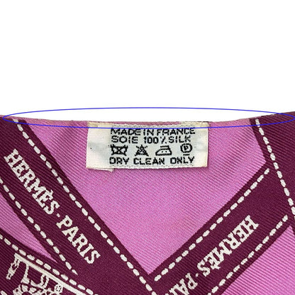 Hermes Scarf Twilly Volduc Ladies Brand Silk Pink Ribbon Pattern Pink Elegant
