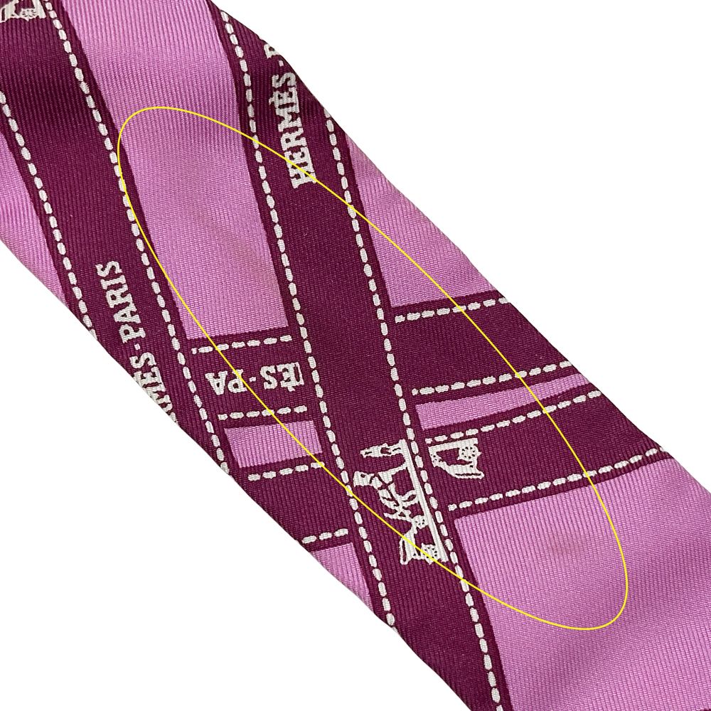 Hermes Scarf Twilly Volduc Ladies Brand Silk Pink Ribbon Pattern Pink Elegant