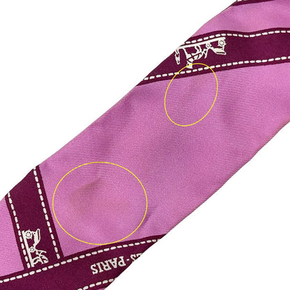 Hermes Scarf Twilly Volduc Ladies Brand Silk Pink Ribbon Pattern Pink Elegant