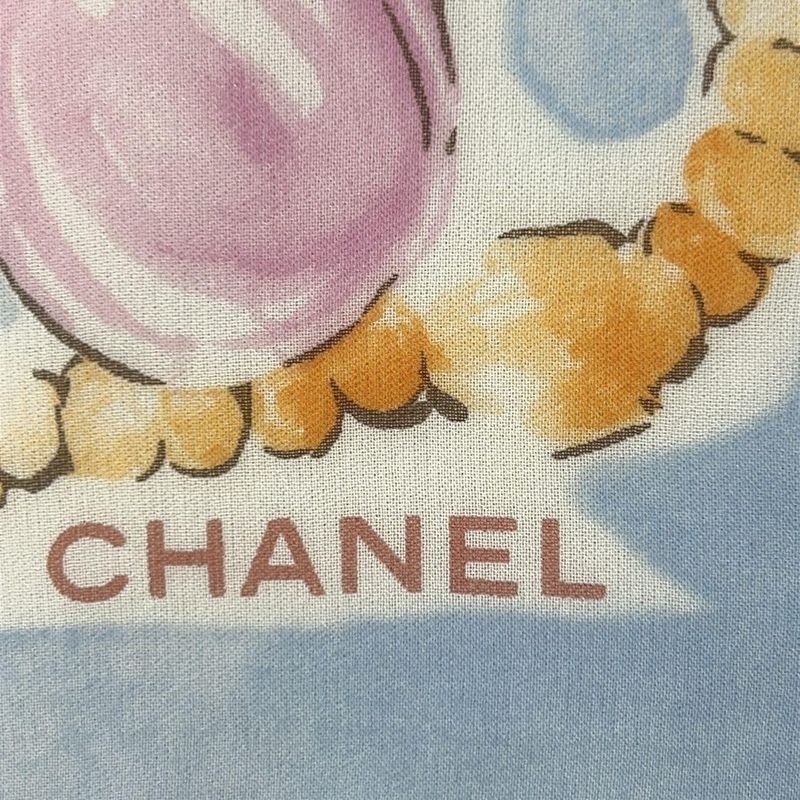 Chanel Scarf - Light Blue X Pink X Multi Coco Mark See-Through
