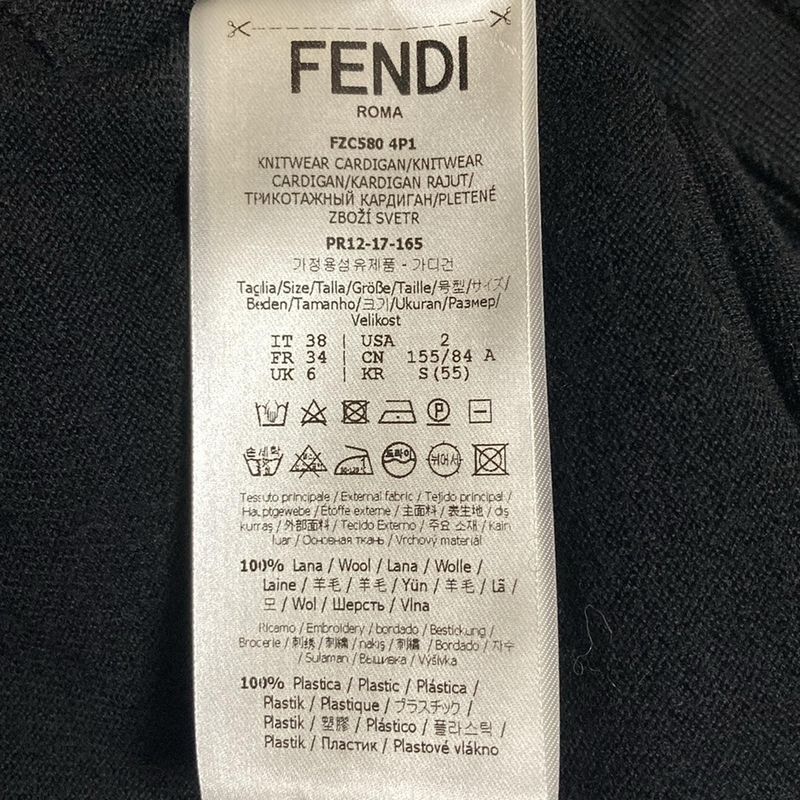 Fendi Cardigan Size 38 S Women's - Black Long Sleeve Flower Studs