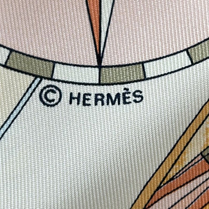 Hermes Scarf Carre 90 Orange X Beige X Multi Face Au Large (toward the Offshore)