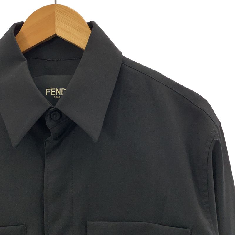 Fendi | Giacca Jacket Logo Patch Shirt | 44 | Black | Men's