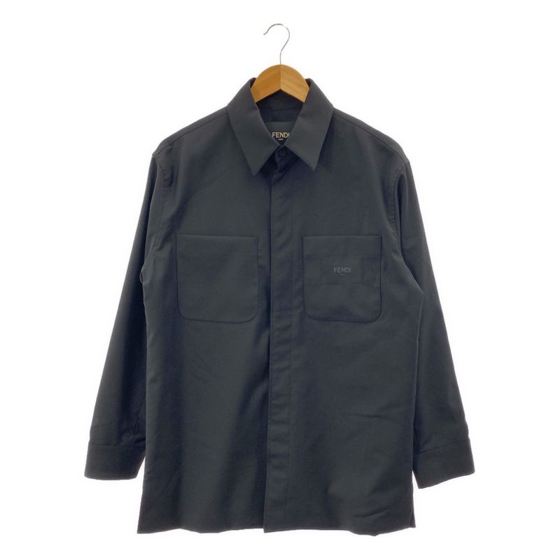 Fendi | Giacca Jacket Logo Patch Shirt | 44 | Black | Men's