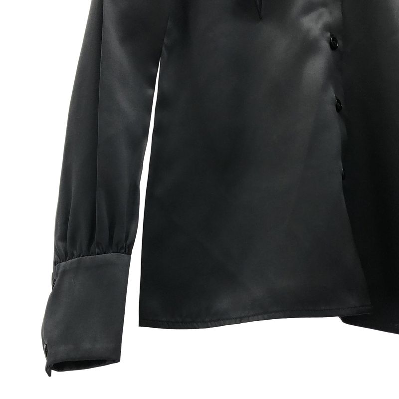 Saint Laurent Paris | Silk Ribbon Bowtie Shirt | XS | Black | Ladies