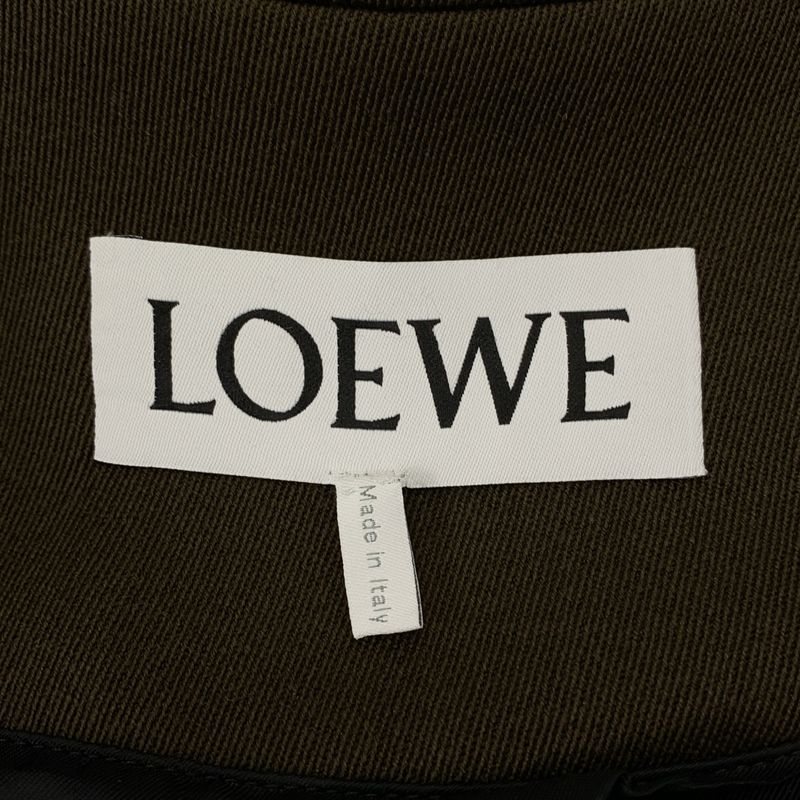 Loewe | Anagram Leather Patch Wool Hooded Tailored Jacket | 46 | Khaki |