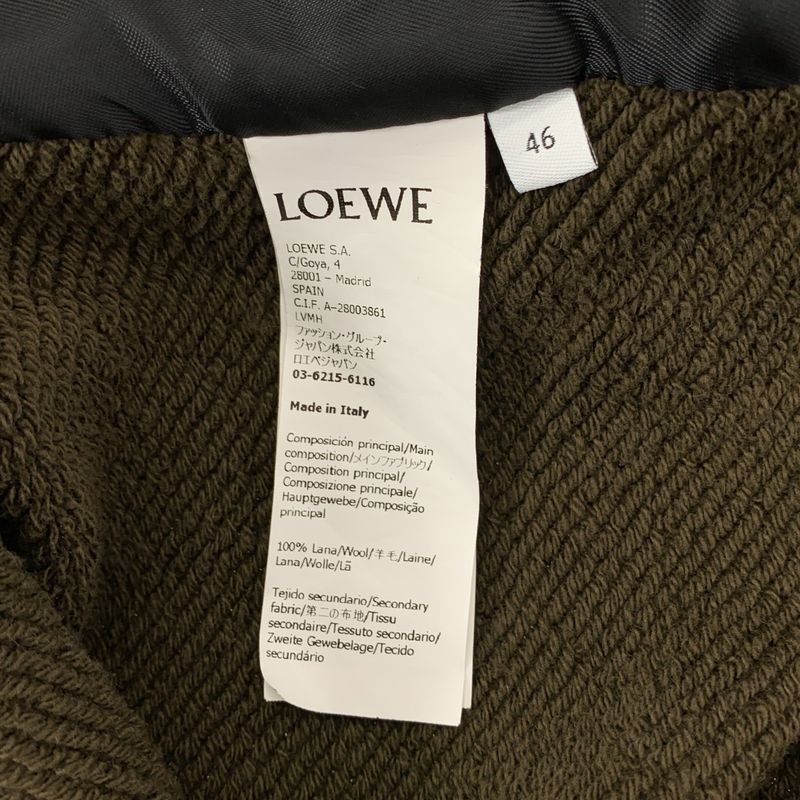 Loewe | Anagram Leather Patch Wool Hooded Tailored Jacket | 46 | Khaki |