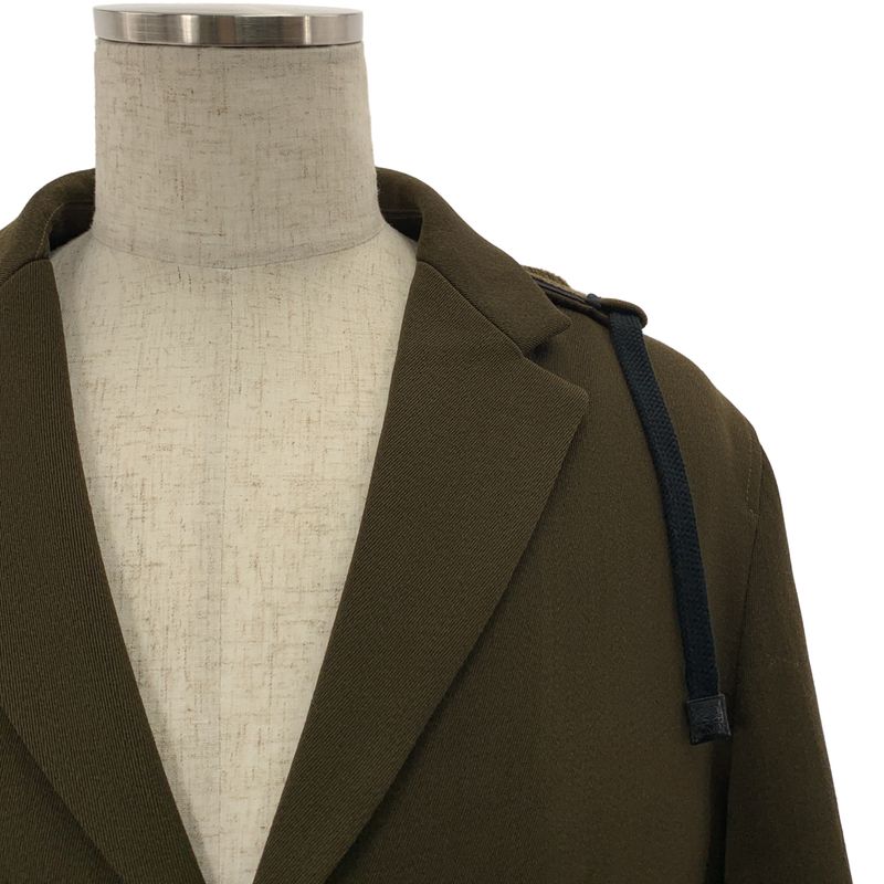Loewe | Anagram Leather Patch Wool Hooded Tailored Jacket | 46 | Khaki |