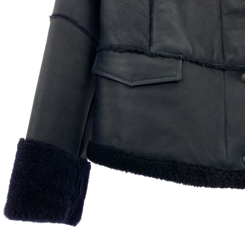 Bottega Veneta | Leather Boa Shearling Jacket | 40 | Black | Ladies