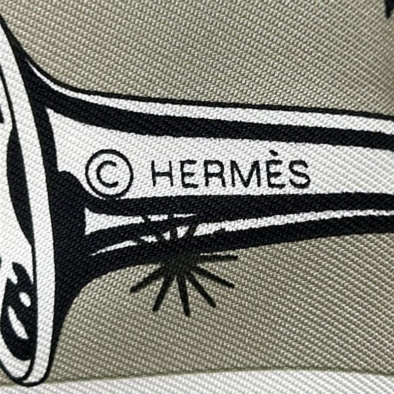 Hermes Scarf Carre 55 Khaki X White X Black Chorus Stellarum
