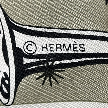 Hermes Scarf Carre 55 Khaki X White X Black Chorus Stellarum
