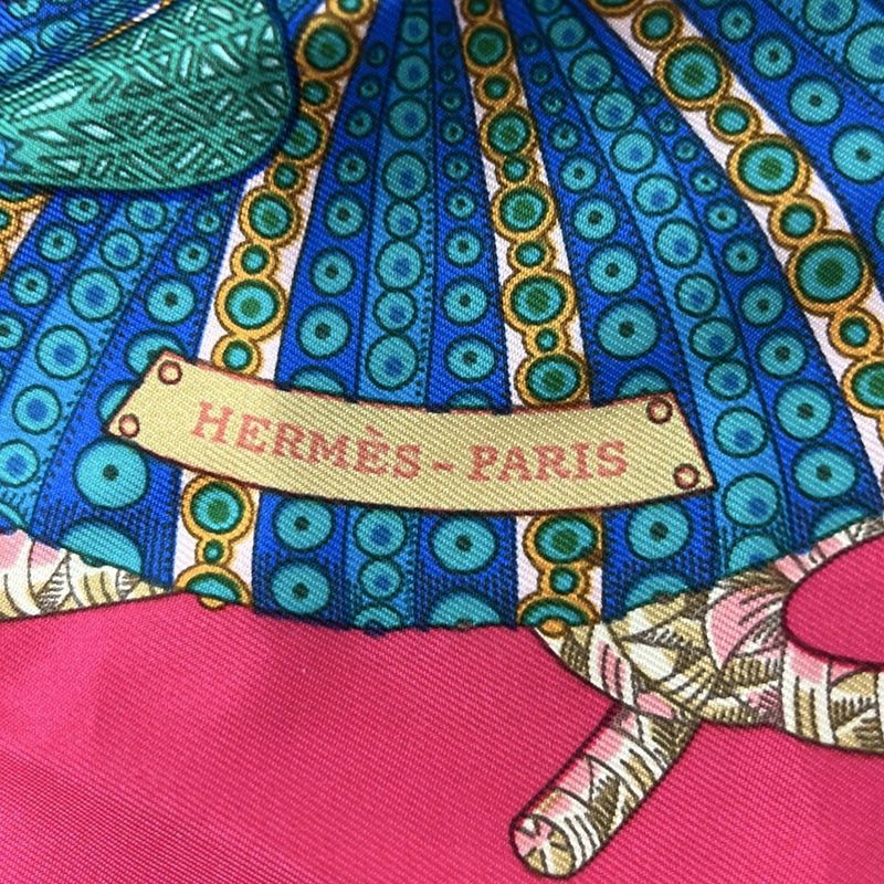 Hermes Scarf Carre90 Pink X Multi Grands Fonds (deep Sea) Silk