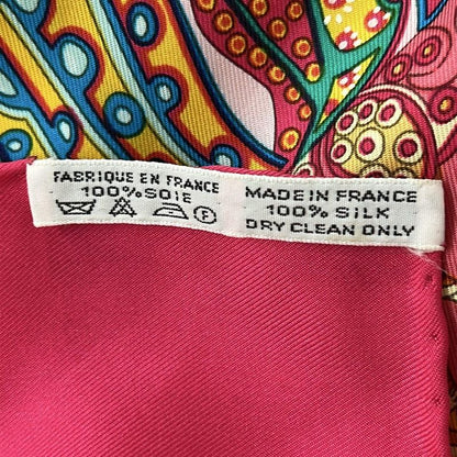 Hermes Scarf Carre90 Pink X Multi Grands Fonds (deep Sea) Silk