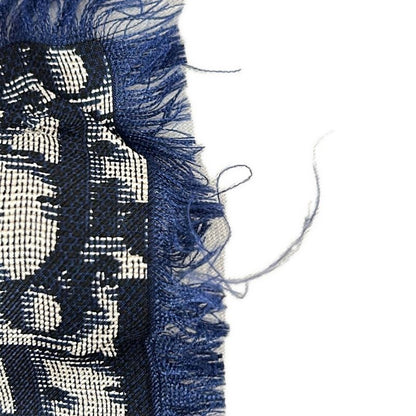 Dior Christian Dior Scarf - Dark Navy X Ivory Logogram Pattern Fringe