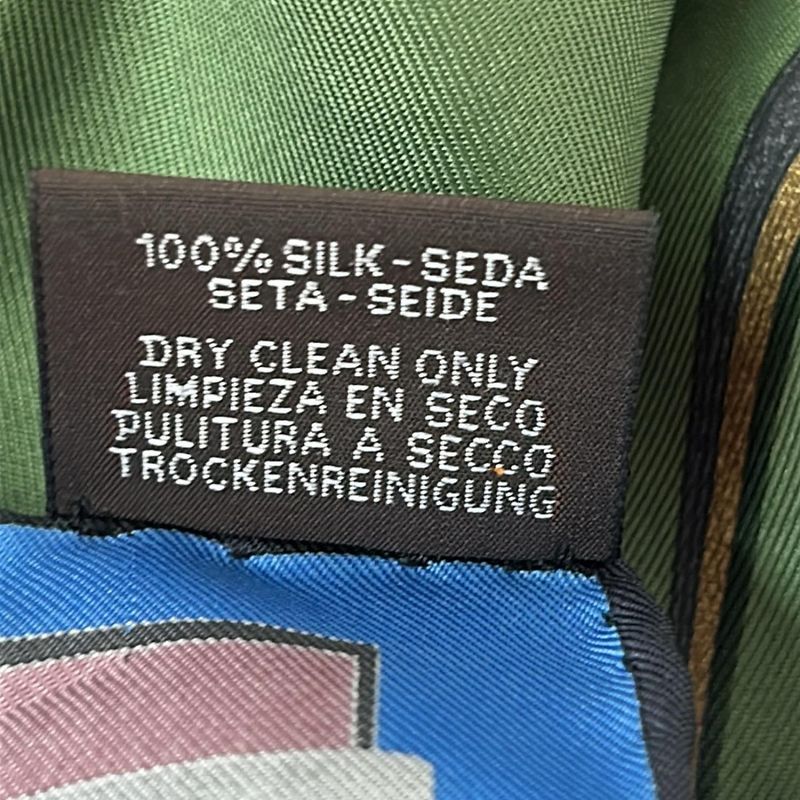 Hermes Scarf Carre 90 Green X Blue X Dark Brown Lettres Equestres