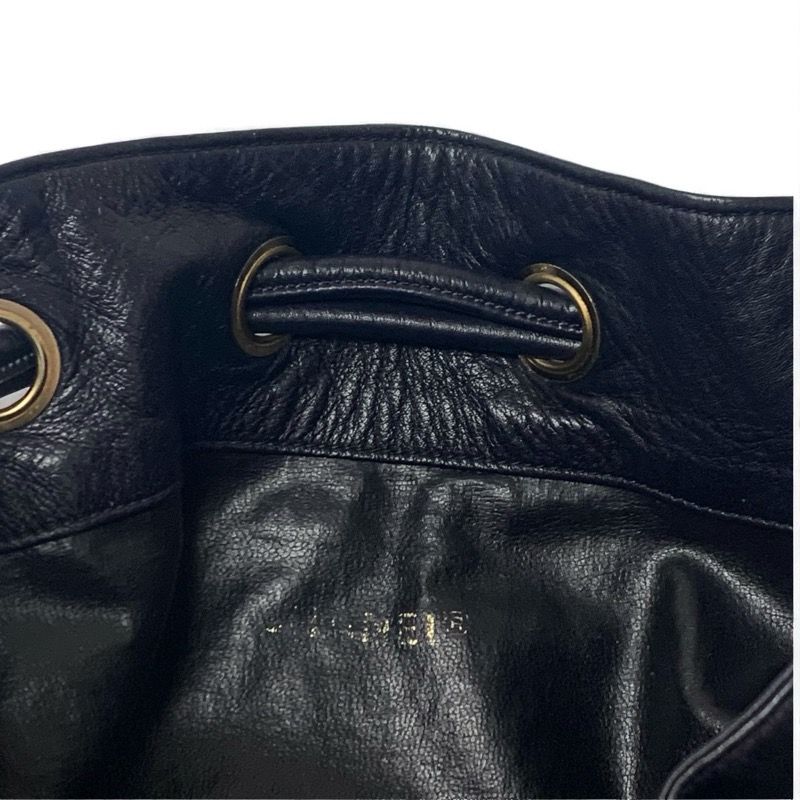 Chanel Bag Shoulder Bag Black Gold Here Mark Drawstring Vintage