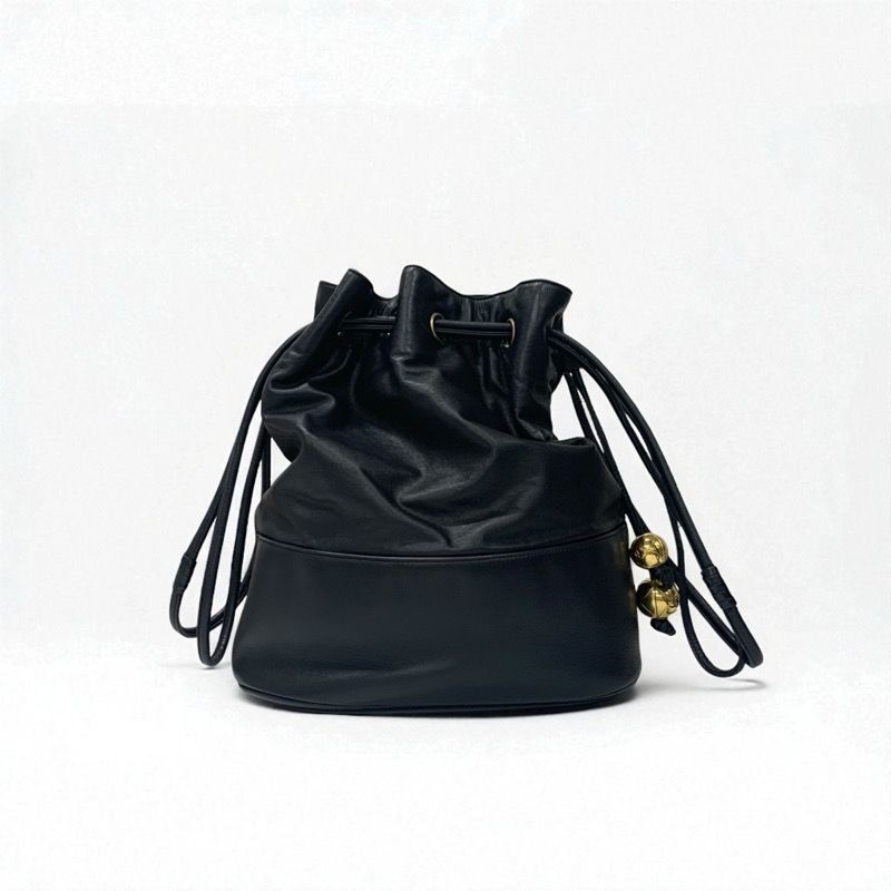 Chanel Bag Shoulder Bag Black Gold Here Mark Drawstring Vintage