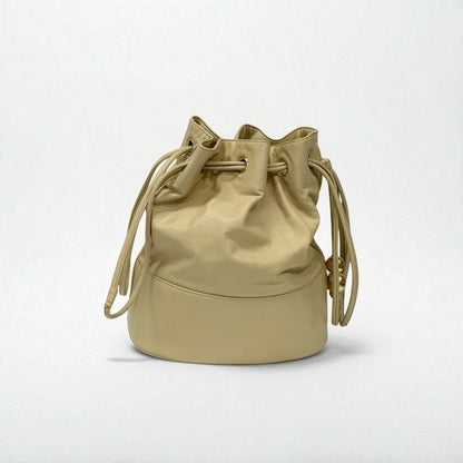 Chanel Bag Shoulder Lambskin Beige Gold Pouch Drawstring