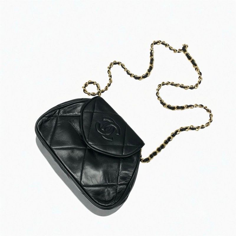 Chanel Bag Shoulder Lambskin Black Gold Quilted Chain