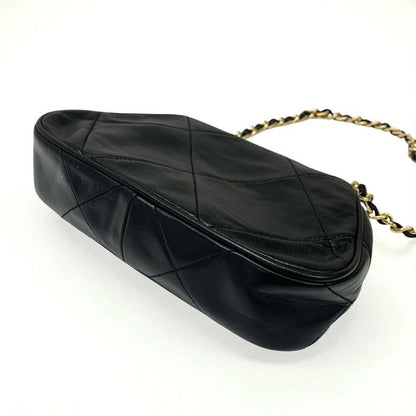Chanel Bag Shoulder Lambskin Black Gold Quilted Chain