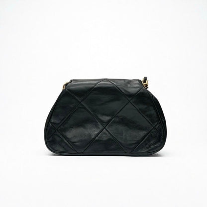Chanel Bag Shoulder Lambskin Black Gold Quilted Chain