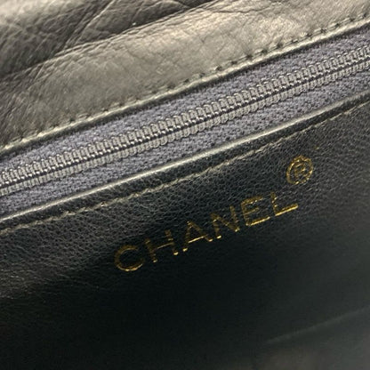 Chanel Bag Shoulder Lambskin Black Gold Quilted Chain