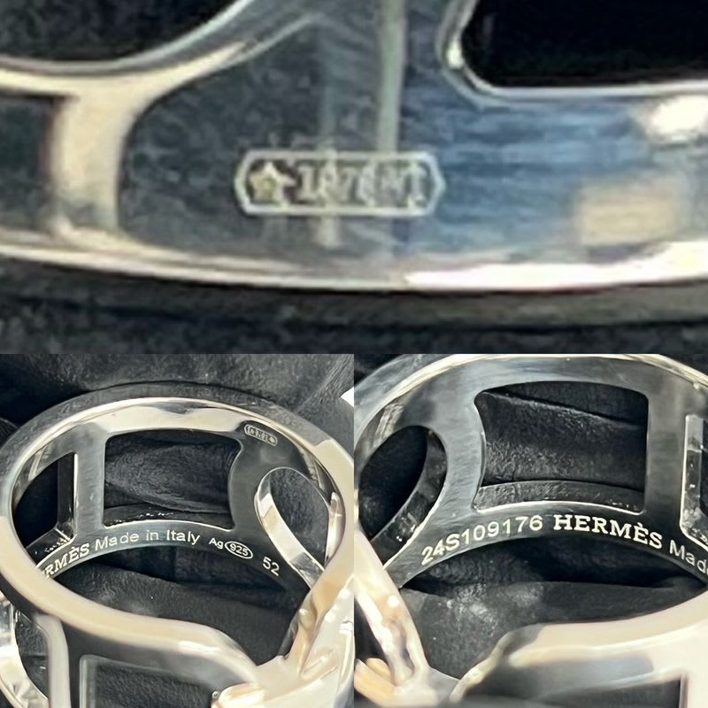 Hermes Ever Chaine D'ancre MM Silver 925 Ring 52 Size 12 33065