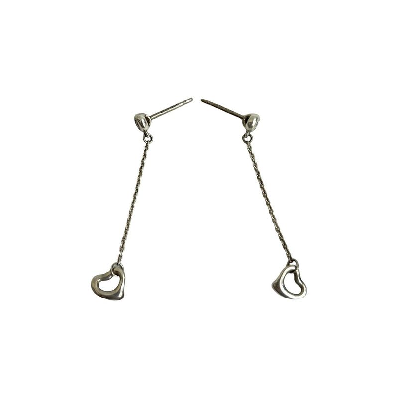 Tiffany & Co Open Heart Drop Earrings Silver 925