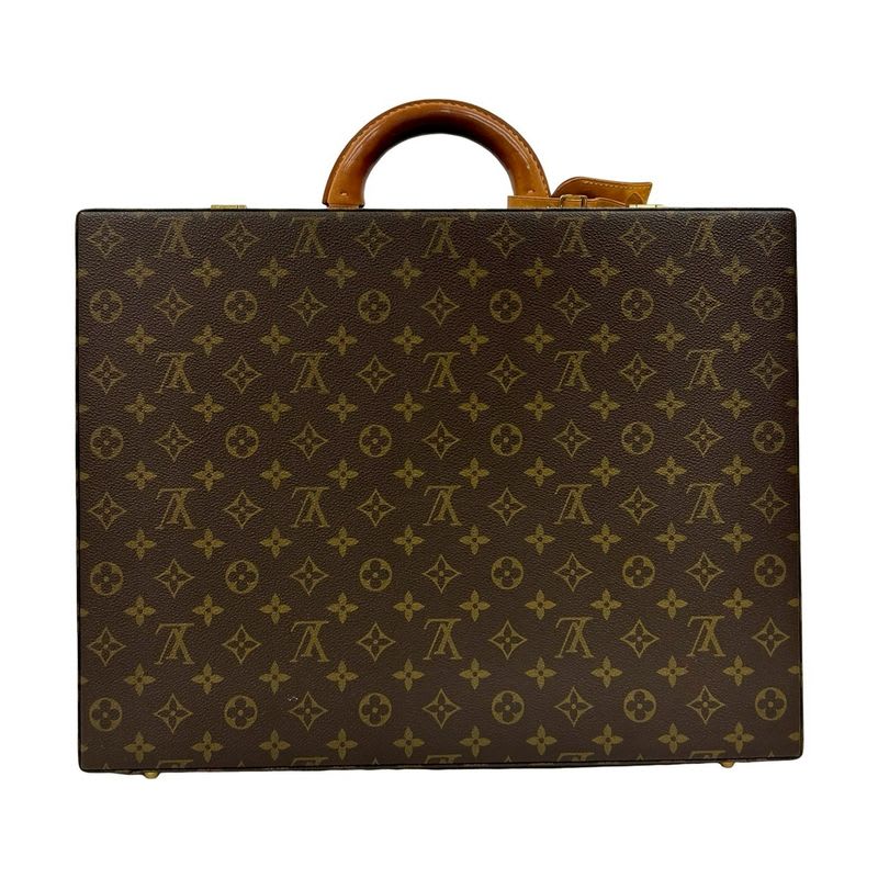 Louis Vuitton Vintage Crusher Monogram Leather Business Bag Briefcase Brown