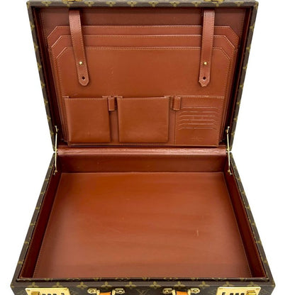 Louis Vuitton Vintage Crusher Monogram Leather Business Bag Briefcase Brown