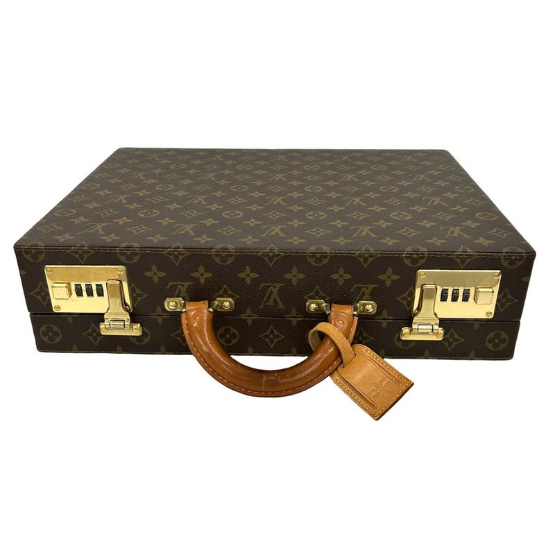 Louis Vuitton Vintage Crusher Monogram Leather Business Bag Briefcase Brown