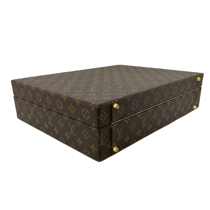 Louis Vuitton Vintage Crusher Monogram Leather Business Bag Briefcase Brown