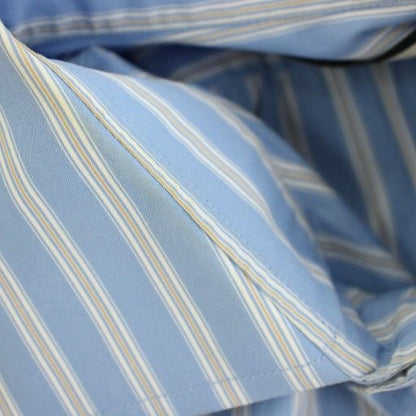 Gucci Shirt Long Sleeve Half Button Striped Pattern 46 Light Blue Light Blue